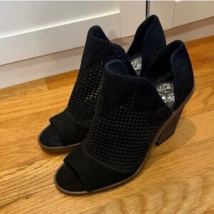 Vince Camuto Black Peep-Toe Wedge Heels